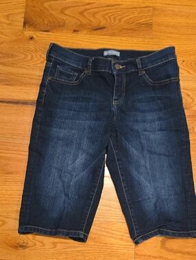 New York & Company Dark Blue Denim Bermuda Shorts